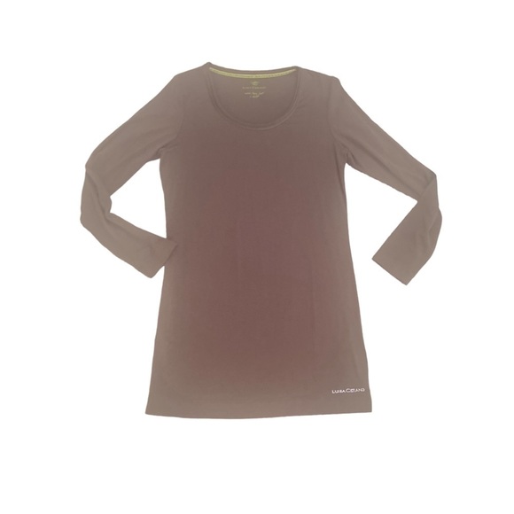 Luisa Cerano scoop neck long sleeve olive top tunic length size 8 - Picture 2 of 9